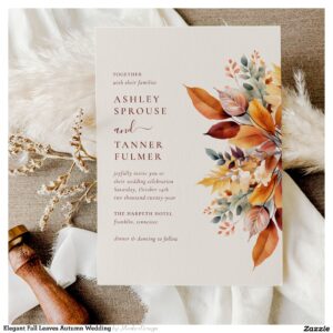 Elegant Fall Leaves Autumn Wedding Invitation