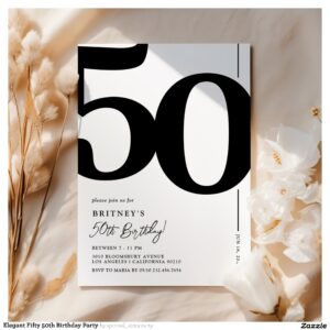 Elegant Fifty 50th Birthday Party Invitation