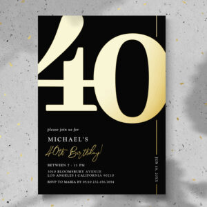 Elegant Forty 40th Birthday Party Foil Invitation