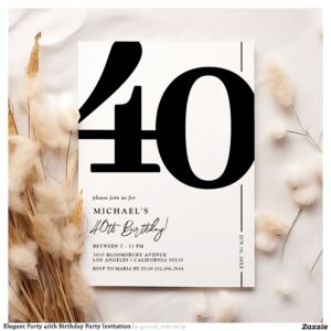 Elegant Forty 40th Birthday Party Invitation