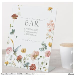 Elegant Garden Flowers Bridal Shower Mimosa Bar Pedestal Sign