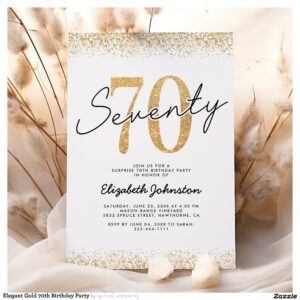 Elegant Gold 70th Birthday Party Invitation