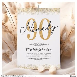 Elegant Gold 90th Birthday Party Invitation