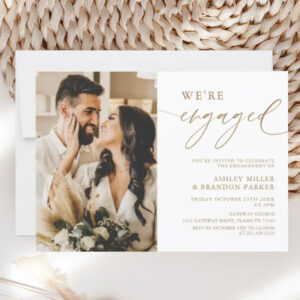 Elegant Gold Photo Engagement Party Invitation