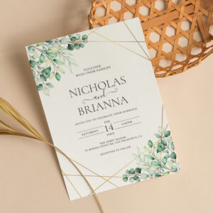 Elegant Greenery Eucalyptus Leaves Rustic Wedding Invitation