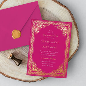 Elegant Hindu Ornament Frame Indian Wedding Foil Invitation