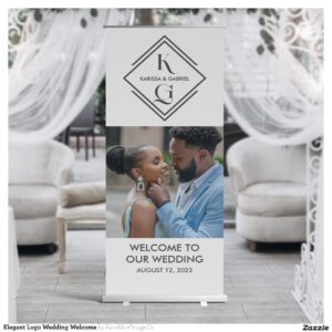 Elegant Logo Wedding Welcome Retractable Banner