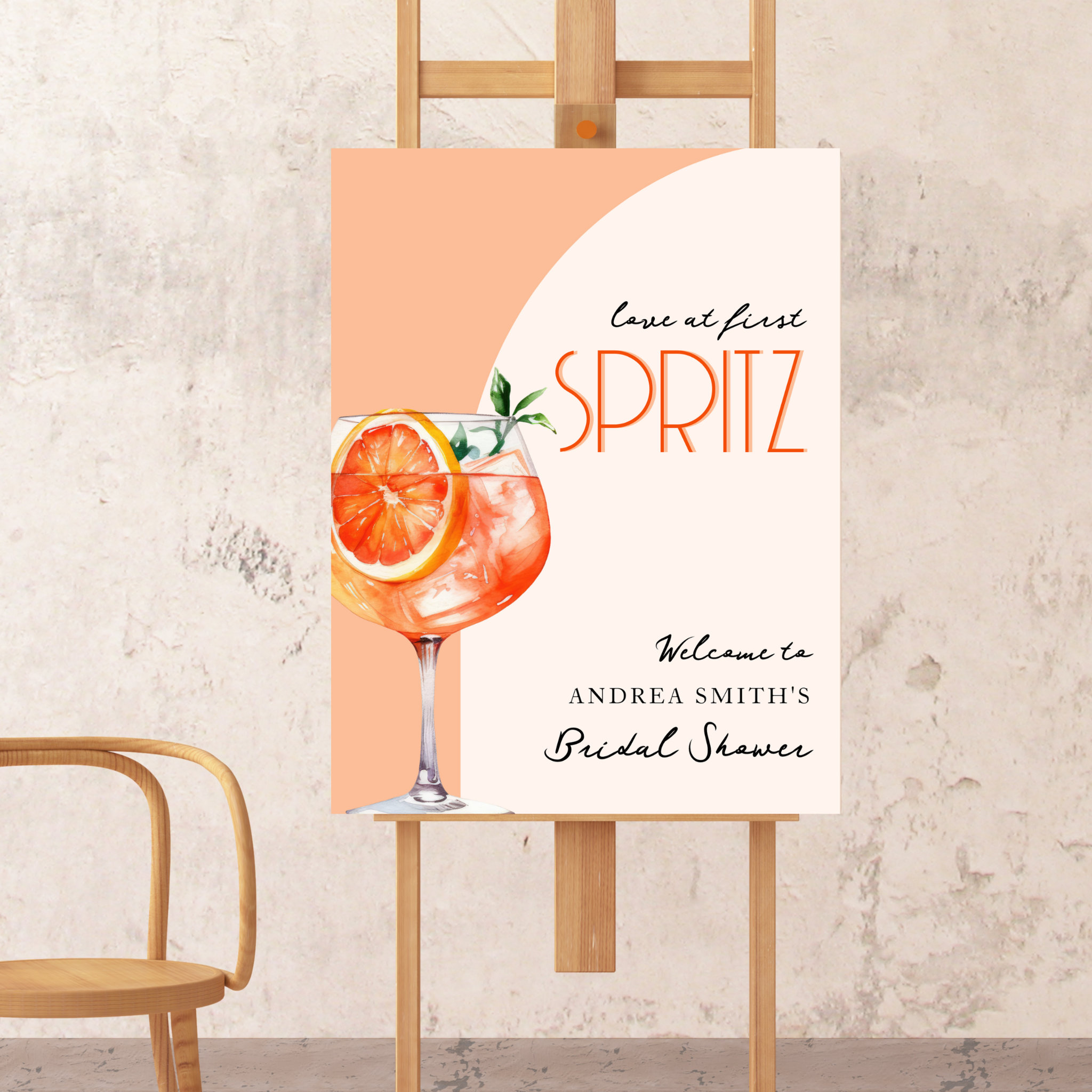 Elegant Love at First Spritz Bridal Shower Welcome Foam Board