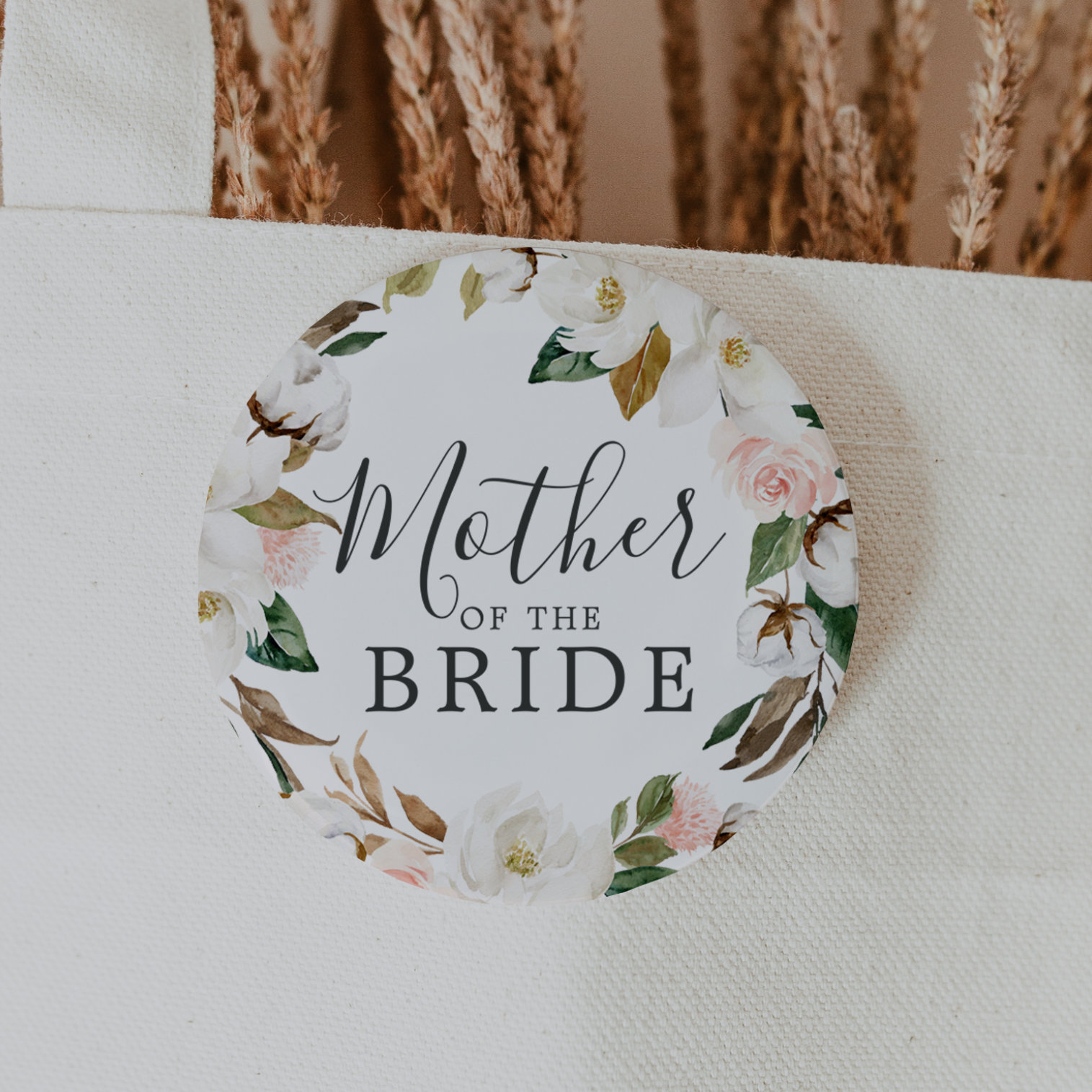 Elegant Magnolia Mother of the Bride Bridal Shower Button