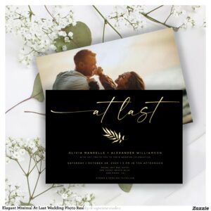 Elegant Minimal At Last Wedding Photo Real Foil Invitation