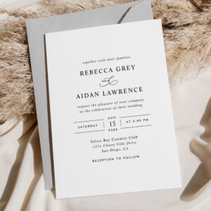 Elegant Modern Black and White Wedding Invitation