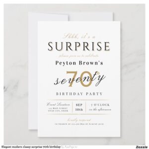 Elegant modern classy surprise 70th birthday invitation