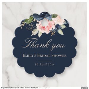 Elegant navy blue blush bridal shower thank you  favor tags