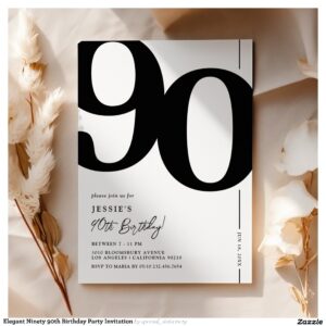 Elegant Ninety 90th Birthday Party Invitation