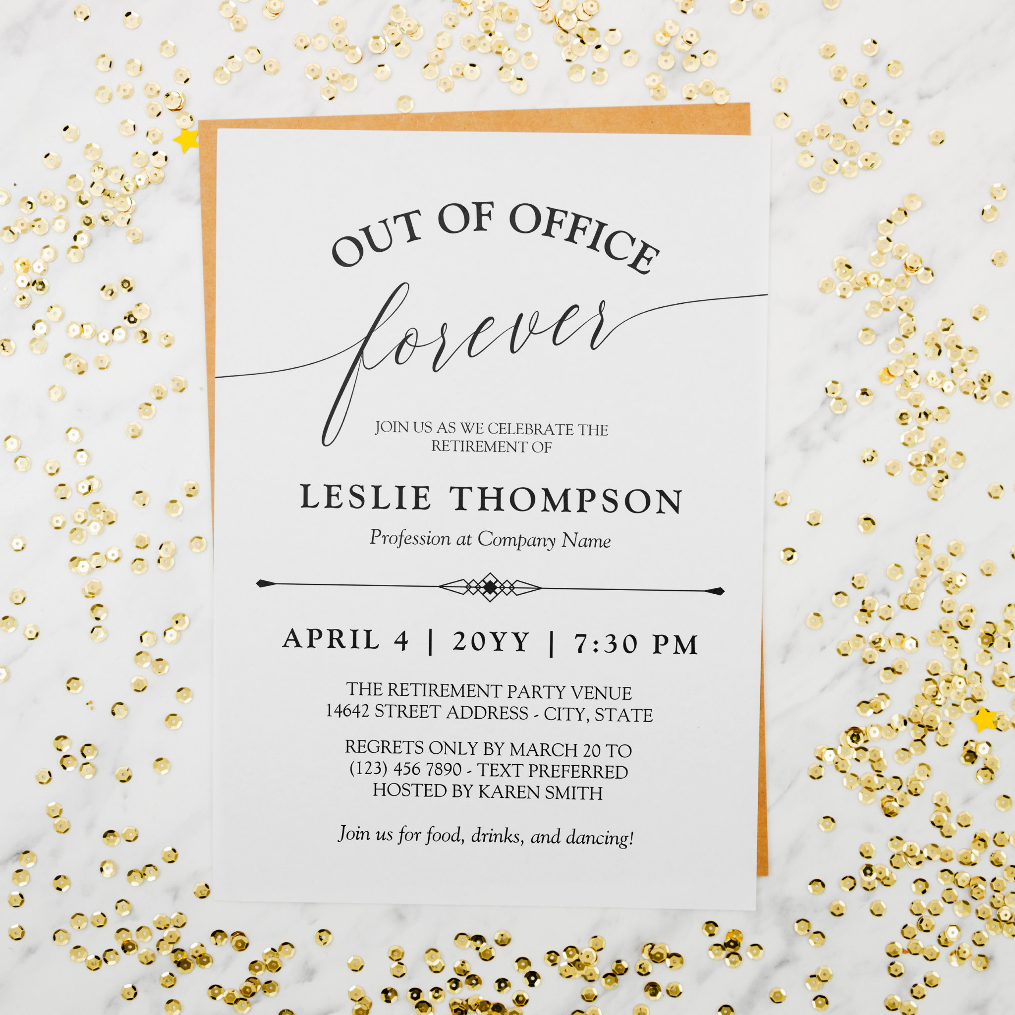 Elegant Out of Office Forever Retirement Party Invitation