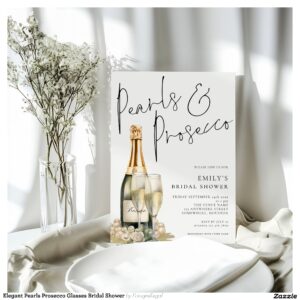 Elegant Pearls Prosecco Glasses Bridal Shower Invitation