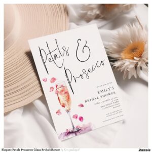 Elegant Petals Prosecco Glass Bridal Shower Invitation