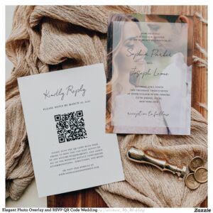 Elegant Photo Overlay and RSVP QR Code Wedding Invitation