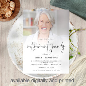 Elegant Photo Overlay Retirement Party Invite