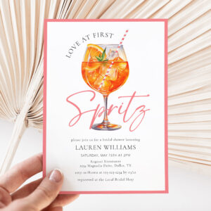 Elegant Pink Love At First Spritz Bridal Shower Invitation