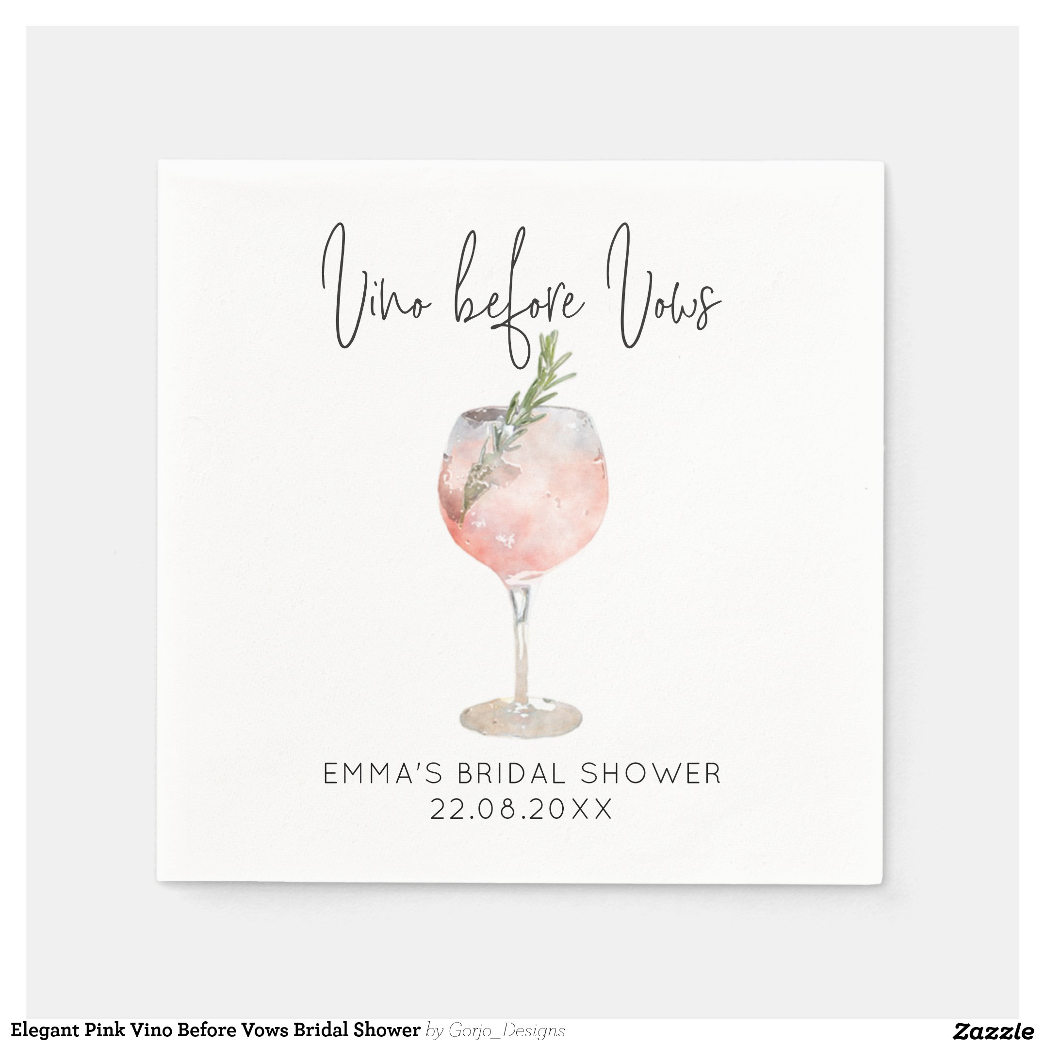 Elegant Pink Vino Before Vows Bridal Shower Napkins
