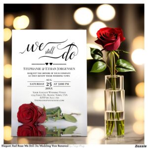 Elegant Red Rose We Still Do Wedding Vow Renewal Invitation