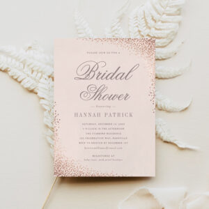 Elegant Rose Gold Shimmer Pink Bridal Shower Invitation