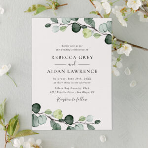 Elegant Rustic Eucalyptus Leaves Greenery Wedding Invitation