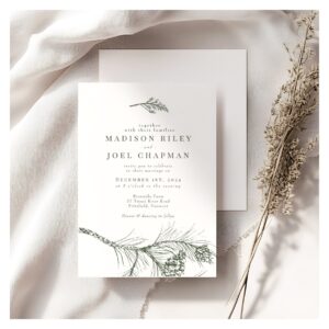 Elegant Rustic Pine Branch Wedding Invitation