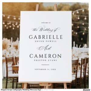 Elegant Script Calligraphy Wedding Welcome Sign