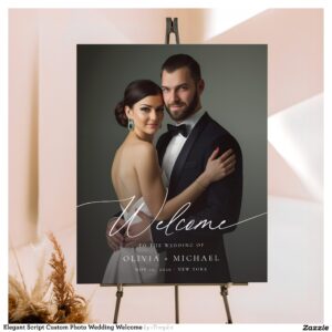 Elegant Script Custom Photo Wedding Welcome Foam Board