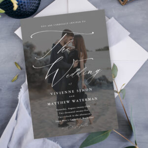 Elegant Simple Black and White Wedding Magnetic Invitation