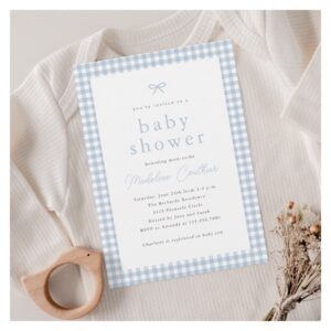 Elegant Simple Dusty Blue Boys Baby Shower Invitation