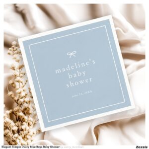 Elegant Simple Dusty Blue Boys Baby Shower Napkins