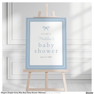 Elegant Simple Dusty Blue Boys Baby Shower Welcome Foam Board