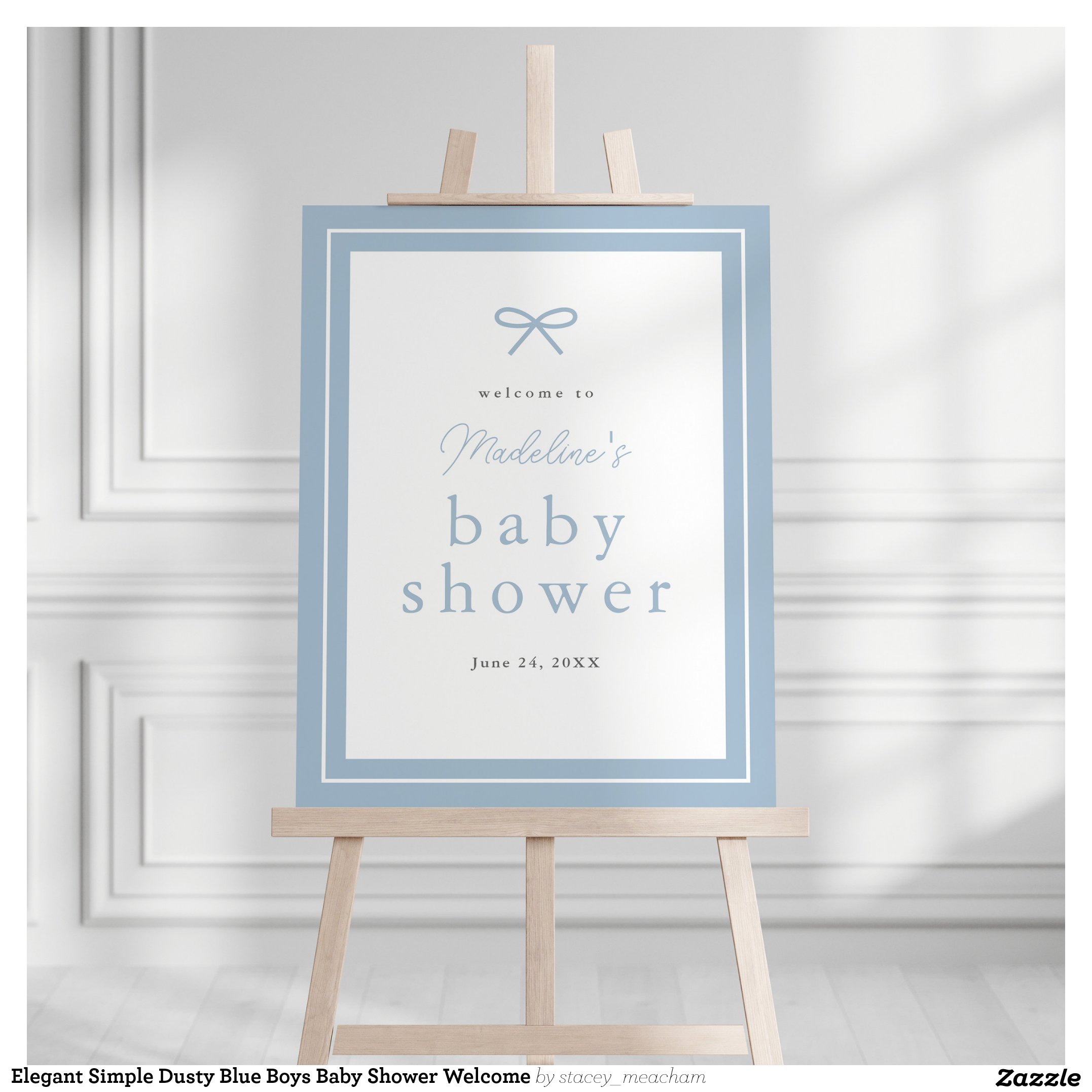 Elegant Simple Dusty Blue Boys Baby Shower Welcome Foam Board