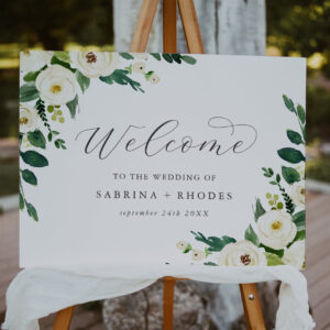 Elegant White Floral Wedding Welcome Foam Board