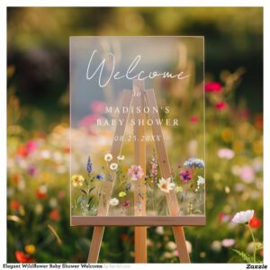 Elegant Wildflower Baby Shower Welcome Acrylic Sign