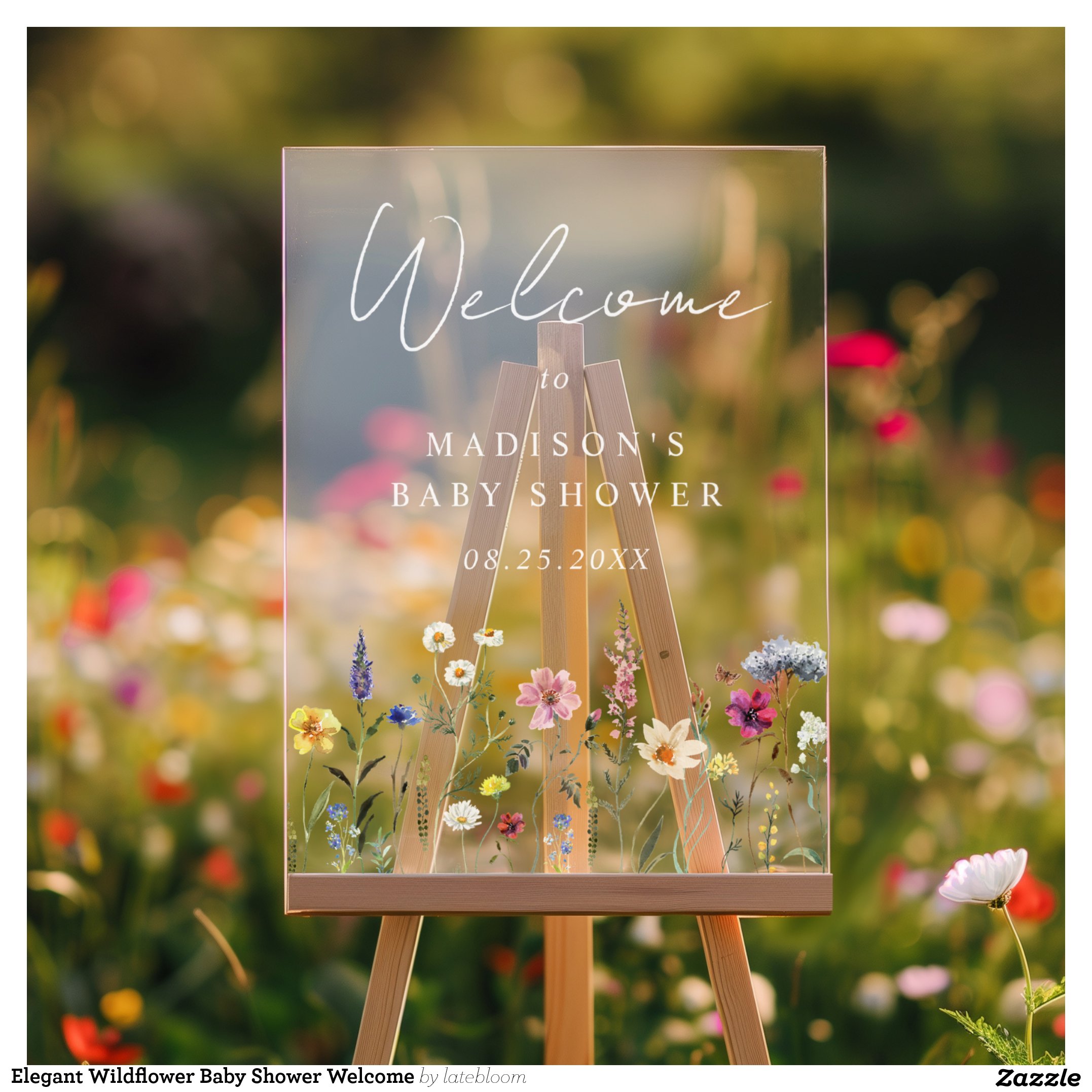 Elegant Wildflower Baby Shower Welcome Acrylic Sign