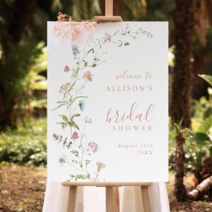 Elegant Wildflower Boho Bridal Shower Welcome Foam Board