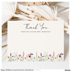 Elegant Wildflower Cream Future Mrs. Bridal Shower Thank You Card