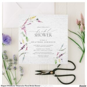 Elegant Wildflower Watercolor Floral Bridal Shower Invitation