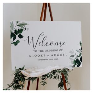 Emerald Greenery Wedding Welcome Sign