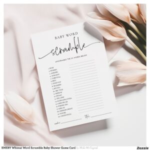 EMERY Whimsi Word Scramble Baby Shower Game Card