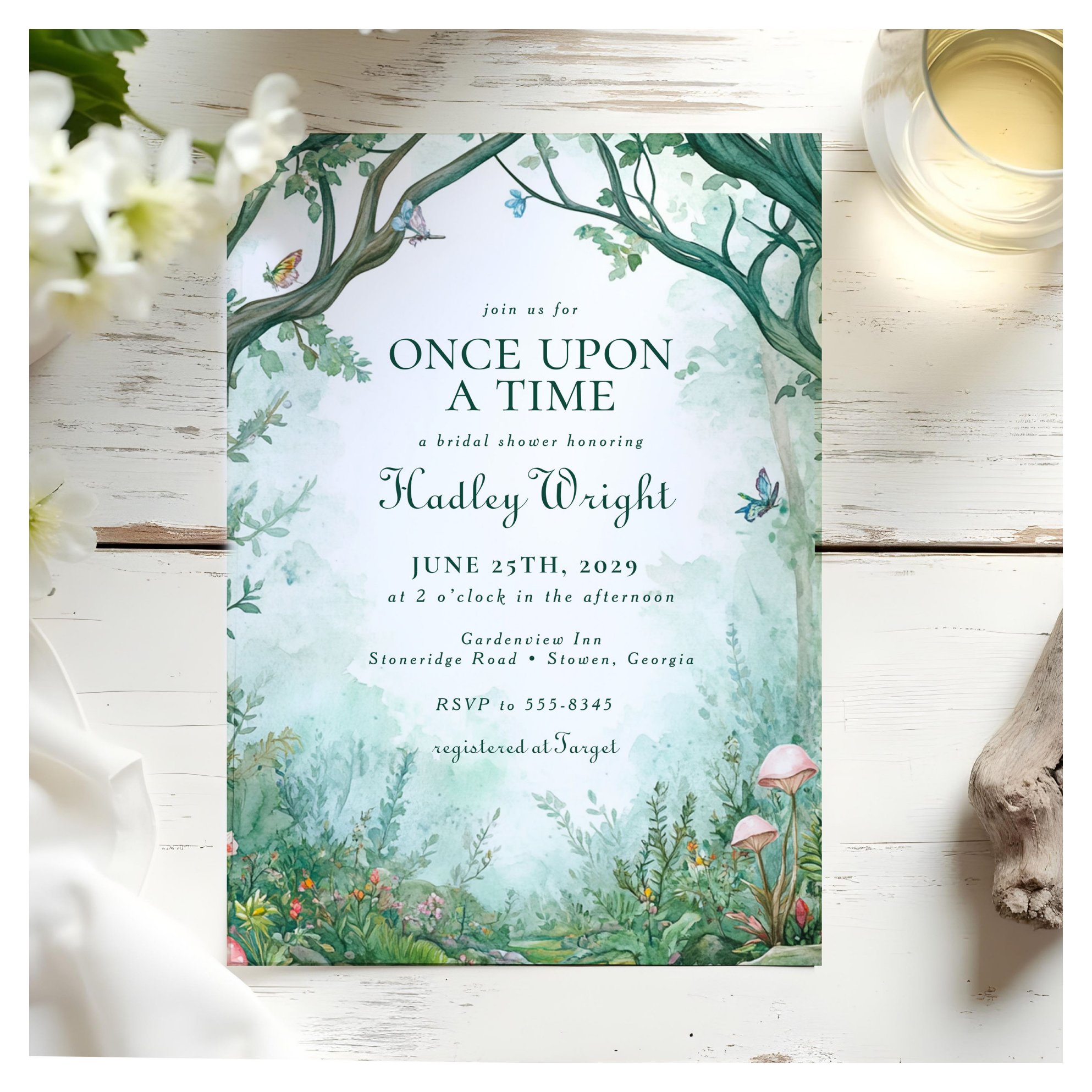 Enchanted Forest Fairytale Forest Bridal Shower Invitation