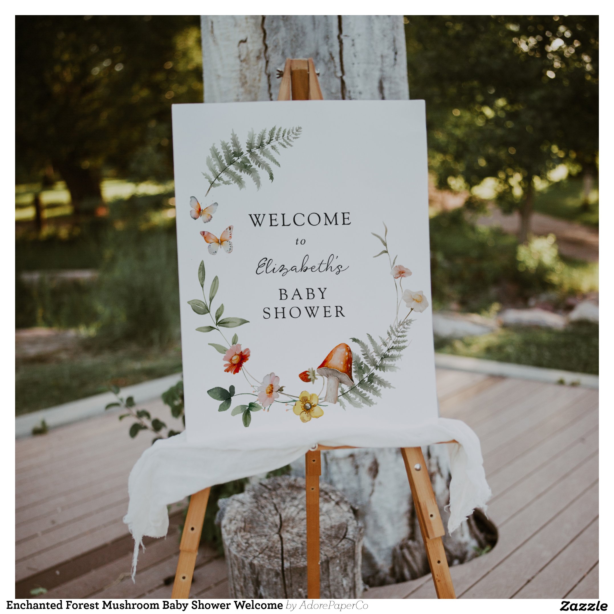 Enchanted Forest Mushroom Baby Shower Welcome Foam Board