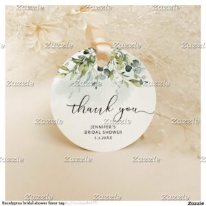 Eucalyptus bridal shower favor tag