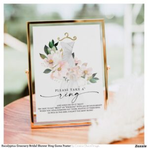 Eucalyptus Greenery Bridal Shower Ring Game Poster