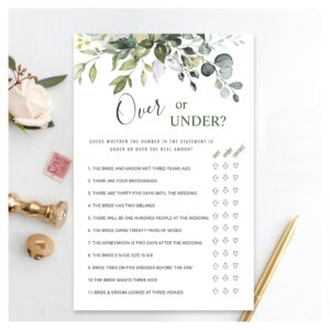 Eucalyptus Over Or Under Bridal Shower Game
