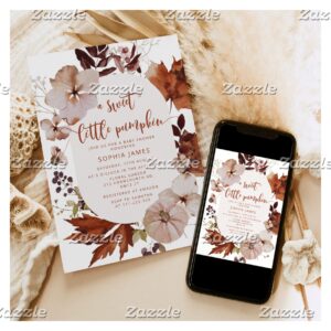 Fall Boho pumpkin baby shower Invitation